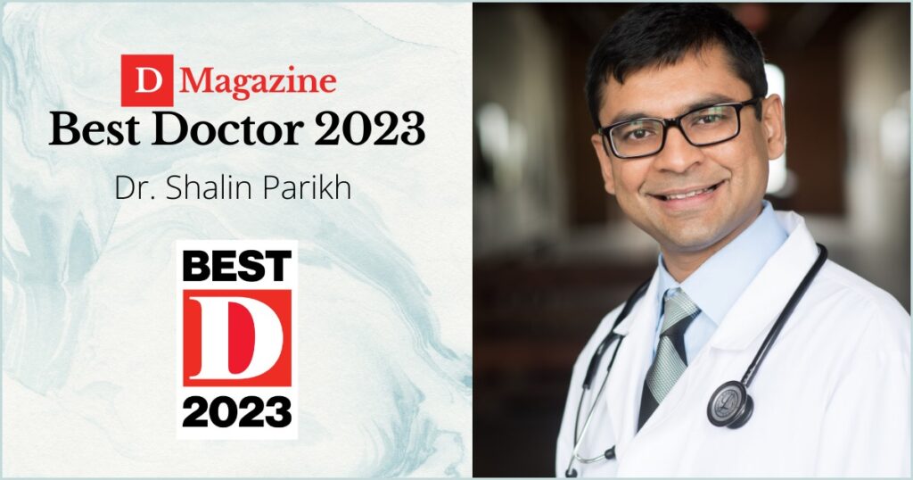 An Image showing Dr. Shalin Parikh With Award "Best Doctor 2023" by D Magazine